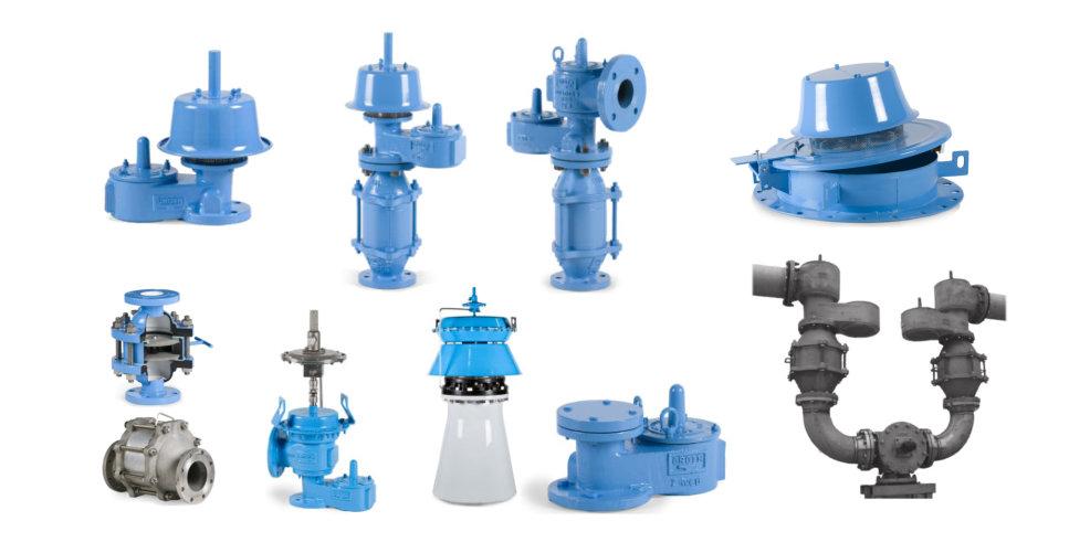 Collection of pressure and vacuum relief valves for storage tank venting